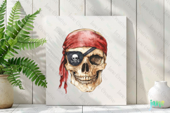Watercolor Pirate Skull Clipart Product Image 3