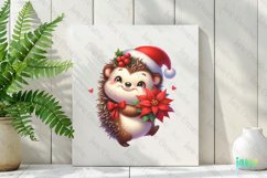 Christmas Hedgehog And Poinsettia Clipart Product Image 2