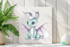 Baby Dragon With Bunny Ears Sublimation Clipart Product Image 2