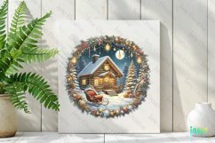 Winter Scene Wreath Sublimation Clipart Product Image 2