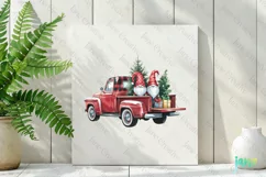 Christmas Red Buffalo Plaid Gnomes Truck Clipart Product Image 2