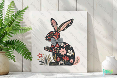 Floral Easter Bunny Sublimation Clipart Product Image 2