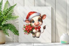 Christmas Cow And Poinsettia Clipart Product Image 2