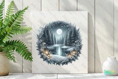 Winter Scene Wreath Sublimation Clipart Product Image 2