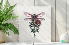 Dragonfly And Rose Flowers Tatoo Clipart Product Image 2