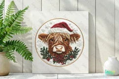 Embroidered Christmas Farm Highland Cow Ornament Clipart Product Image 2