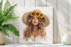 Boho Spring Floral Girl Sublimation Clipart Product Image 2