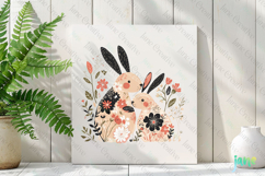 Floral Easter Bunny Sublimation Clipart Product Image 2