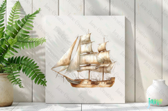 Watercolor Pirate Ship Clipart Product Image 3