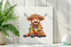 Farm Highland Cow Christmas Lights Clipart Product Image 2