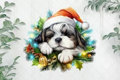 Lazy Shih Tzu Dog At Christmas Clipart Product Image 1