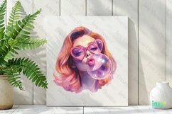 Retro Girl Blowing A Bubblegum Clipart Product Image 2