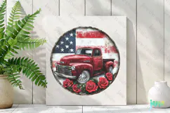 American Truck Rustic Round Metal Sign Clipart Product Image 2