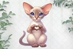 Oriental Shorthair Cat Giving Heart Hand Sign Product Image 1