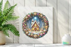 Winter Scene Wreath Sublimation Clipart Product Image 2