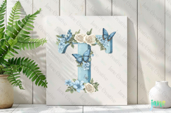 Watercolor Floral Butterflies Letter T Product Image 3