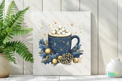 Blue And Gold Christmas Hot Cocoa Clipart Product Image 2