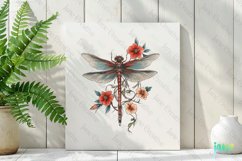Dragonfly And Flowers Tatoo Clipart Product Image 2