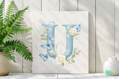 Watercolor Floral Butterflies Letter U Product Image 3