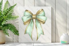 Gold And Mint Christmas Bow Clipart Product Image 2