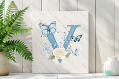 Watercolor Floral Butterflies Letter V Product Image 3