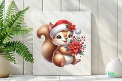 Christmas Squirrel And Poinsettia Clipart Product Image 3