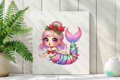Pastel Mermaid In Christmas Lights Clipart Product Image 2