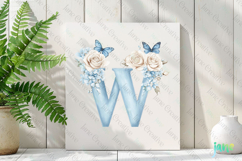 Watercolor Floral Butterflies Letter W Product Image 3