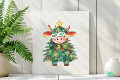 Cow Wrapped In Christmas Tree Clipart Product Image 2