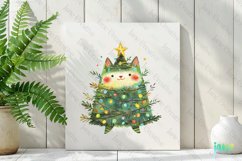 Cat Wrapped In Christmas Tree Clipart Product Image 2