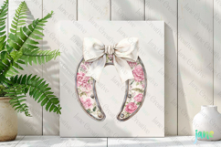 Pink Chinoiserie Cowgirl Horseshoe Clipart Product Image 2
