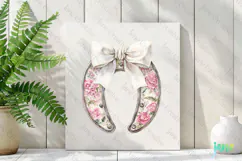 Pink Chinoiserie Cowgirl Horseshoe Clipart Product Image 2