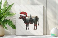Double Exposure Christmas Cow Clipart Product Image 2
