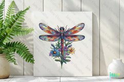 Dragonfly And Wild Flowers Tatoo Clipart Product Image 2