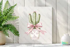 Pink Chinoiserie Cowgirl Cactus Clipart Product Image 2