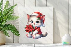 Christmas Cat And Poinsettia Clipart Product Image 2