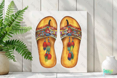 Boho Spring Floral Slippers Sublimation Clipart Product Image 3