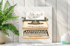 Boho Spring Floral Typewriter Sublimation Clipart Product Image 2