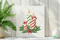Embroidered Christmas Candles Sublimation PNG Clipart Product Image 2