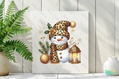 Glitter Leopard Christmas Snowman Clipart Product Image 2