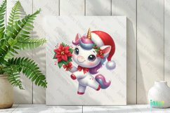Christmas Unicorn And Poinsettia Clipart Product Image 2