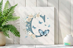 Watercolor Floral Butterflies Letter C Product Image 2