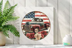 American Truck Rustic Round Metal Sign Clipart Product Image 2