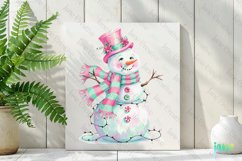 Pastel Preppy Christmas Snowman Clipart Product Image 2