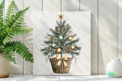 Gold And Mint Christmas Tree Basket Clipart Product Image 2