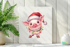 Cute Christmas Farm Animal Pig Clipart Product Image 2
