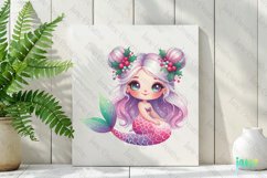 Pastel Christmas Mermaid Clipart Product Image 2