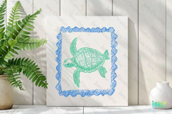 Coquette Coastal Summer Sea Turtle Frame Clipart Product Image 2