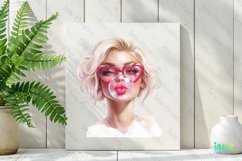 Retro Girl Blowing A Bubblegum Clipart Product Image 2