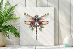 Dragonfly And Rose Flowers Tatoo Clipart Product Image 2